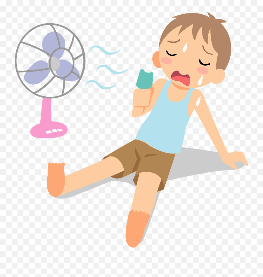 Little Boy Is Trying To Get Cool In The Summer Heat Clipart - Clipart Boy In Summer Emoji,Cool Clipart