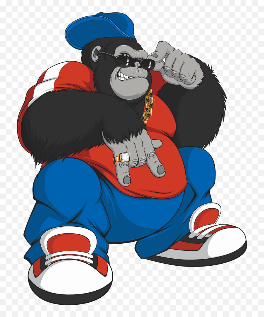 Download Gorilla Cool Cartoon Illustration Ape Free Frame - Cartoon Gorilla With Hat Emoji,Gorilla Png