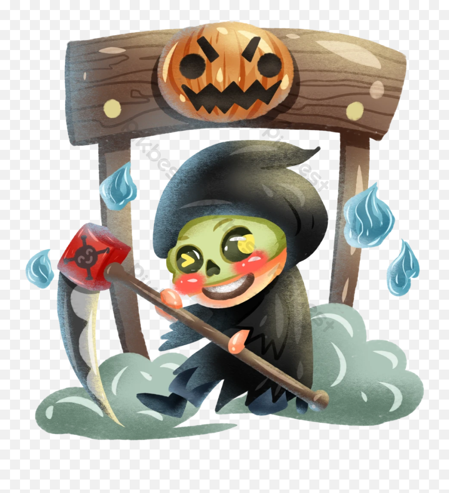 Halloween Cartoon Sickle Grim Reaper - Supernatural Creature Emoji,Reaper Png