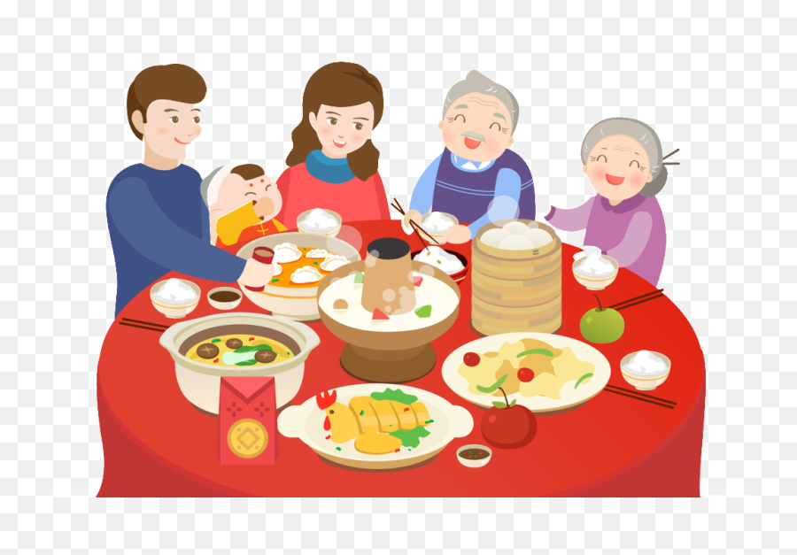 Hand Drawn Cartoon Family Reunion Decoration Vector Emoji,Eating Dinner Clipart