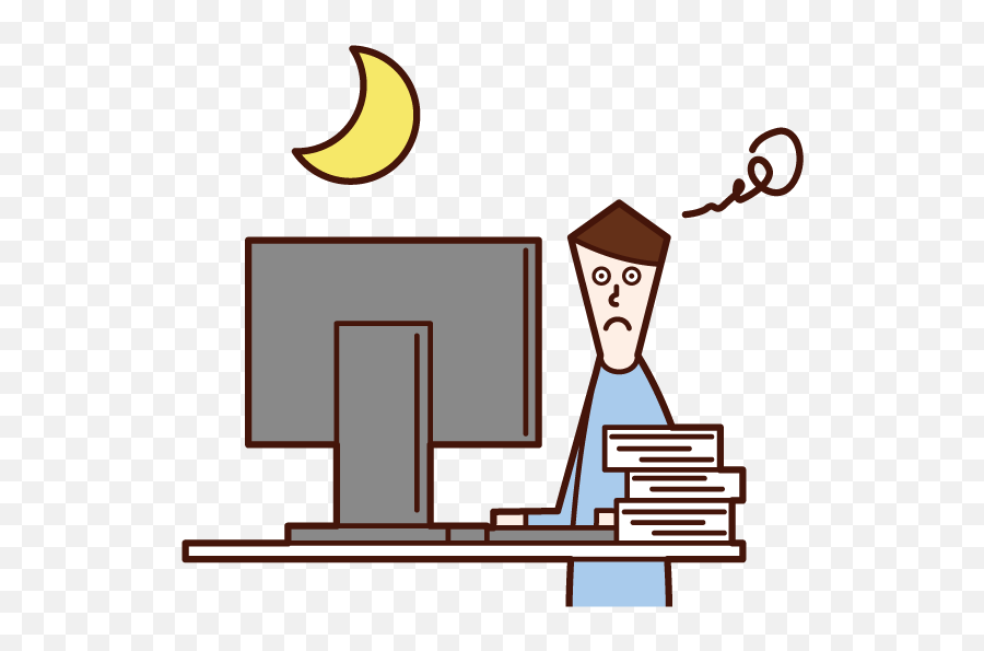 Illustration Of A Man Who Works Late At Night Free Emoji,Person On Computer Clipart