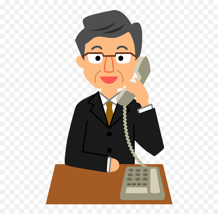 Calvin Businessman Man Is Talking On The Telephone Clipart - Boss Men Clipart Png Emoji,Phone Clipart