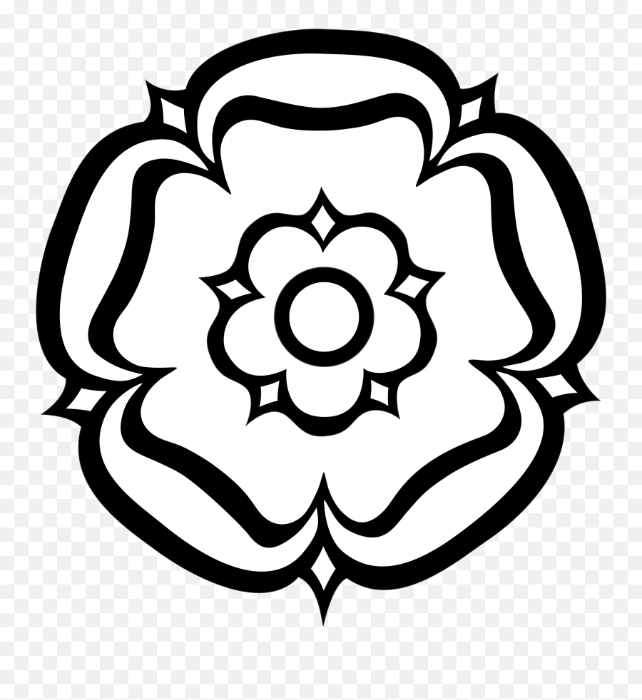 York Rose Flower Clipart Black And White - Flag White Rose Yorkshire Emoji,Flower Clipart Black And White