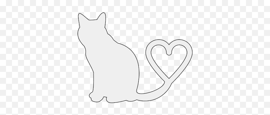Free Cat With Heart Tail Cat Kitten Silhouette Pattern - Cat Emoji,Cat Silhouette Clipart