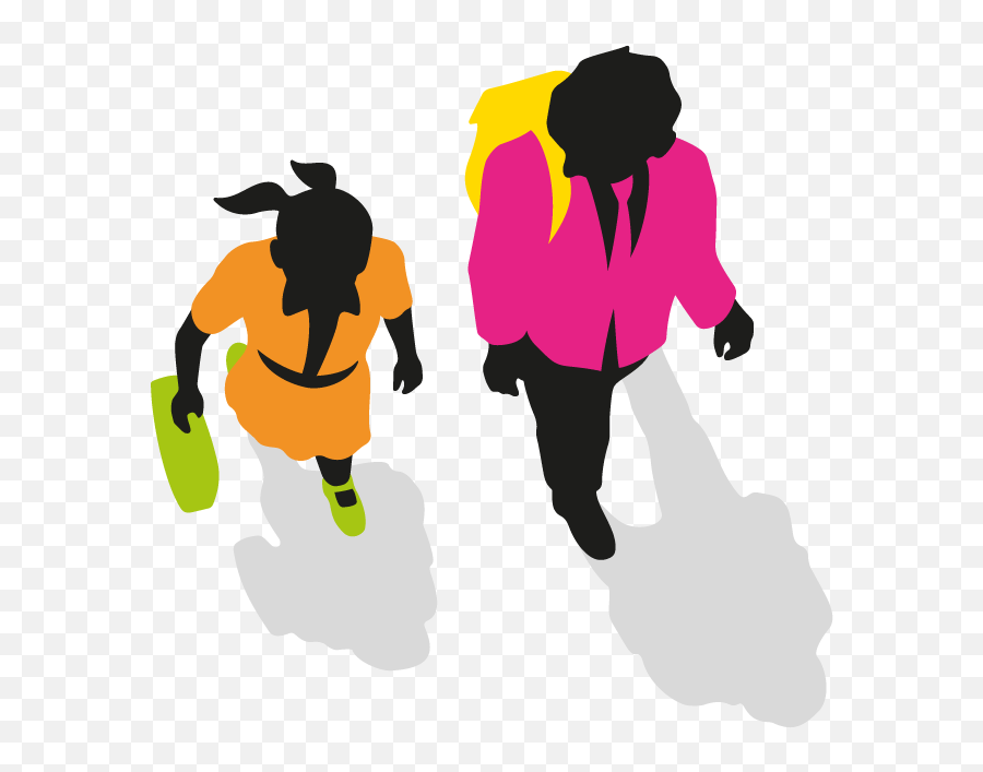 Children Walking - Walking In Street Cartoon Png Clipart Running Emoji,Sidewalk Clipart
