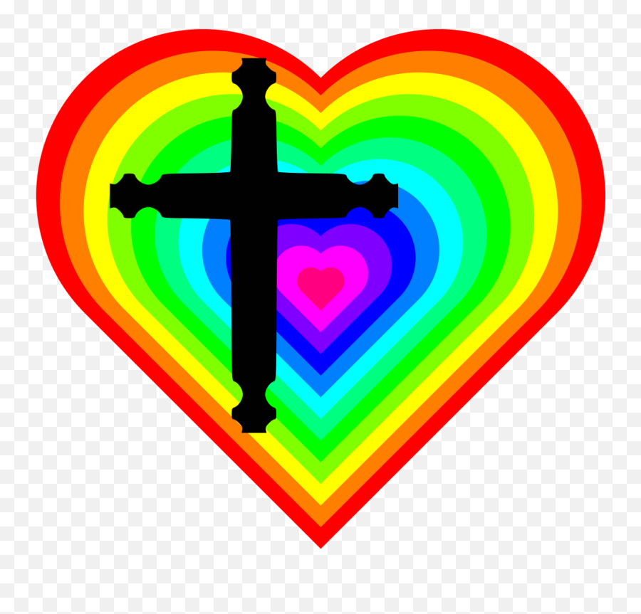 Rainbowheartwithcross - Heart Rainbow Emoji,Rainbow Heart Png