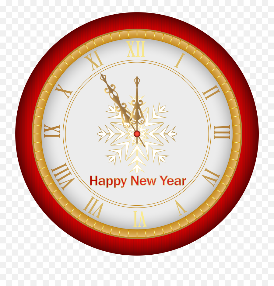 Happy New Year Clock Red Clip Art Image Emoji,Clipart Happy New Years