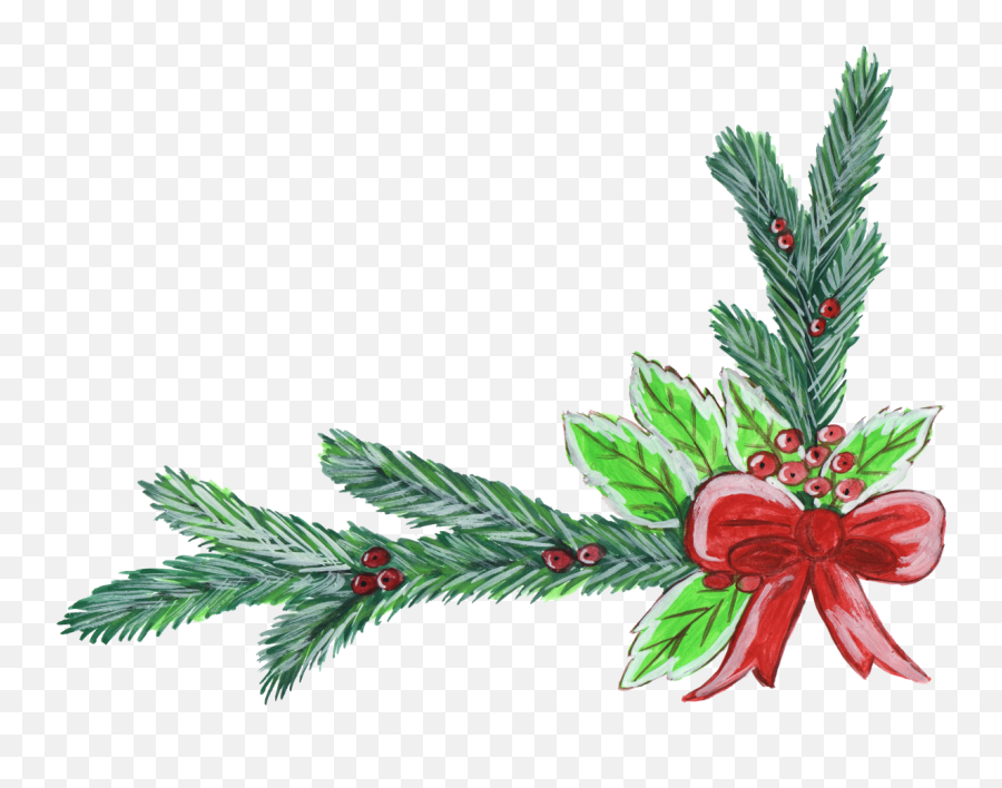 Png Christmas Corner Wreath Watercolor - Watercolor Corner Clip Christmas Emoji,Watercolor Clipart