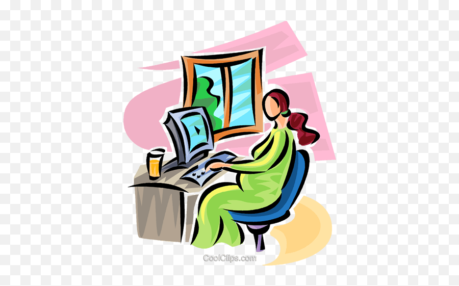 Pregnant Woman Working At A Computer - Computer Desk Emoji,Pregnant Woman Clipart