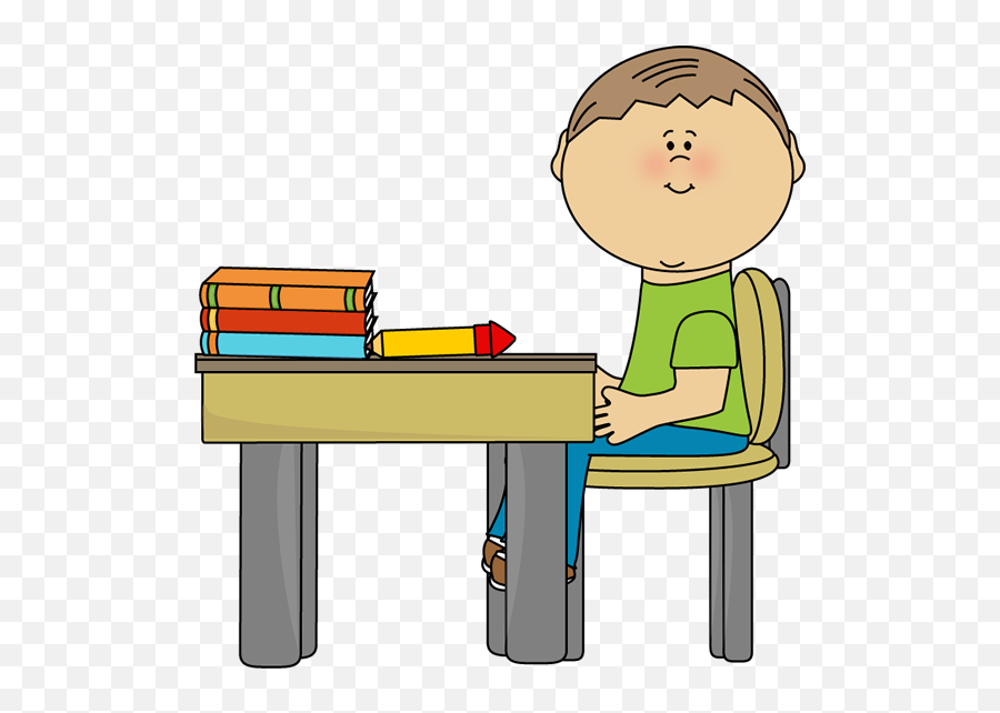 Boy Sitting At Desk Clipart - Boy Sitting At Desk Png Emoji,Desk Clipart