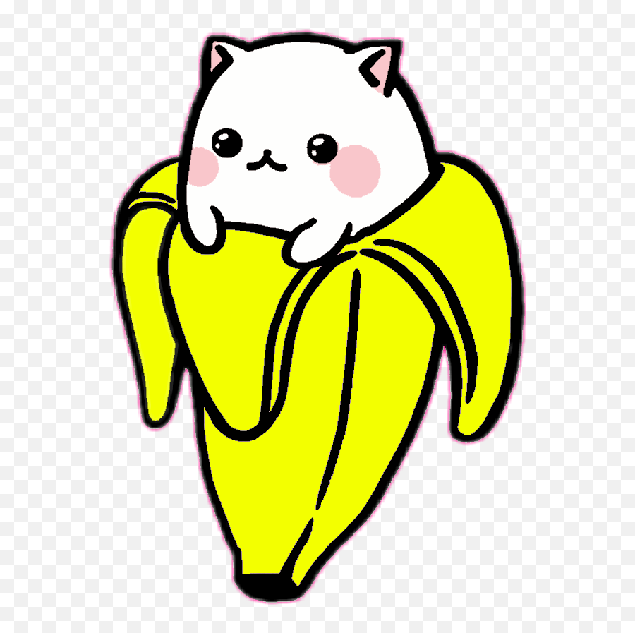 Transparent Clipart Cat - Novocomtop Kawaii Banana Cat Emoji,Cute Cat Clipart