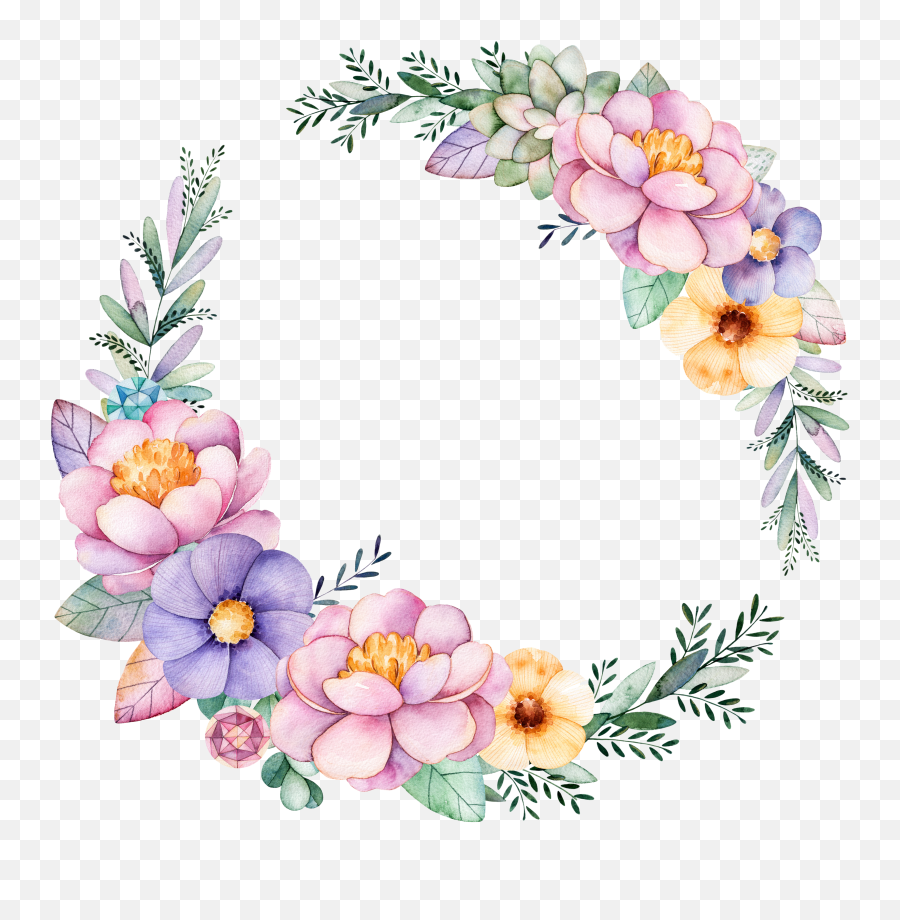 Pin By Ysmary Marcano On Watercolour Wreath Clip Art Emoji,Floral Clipart Border