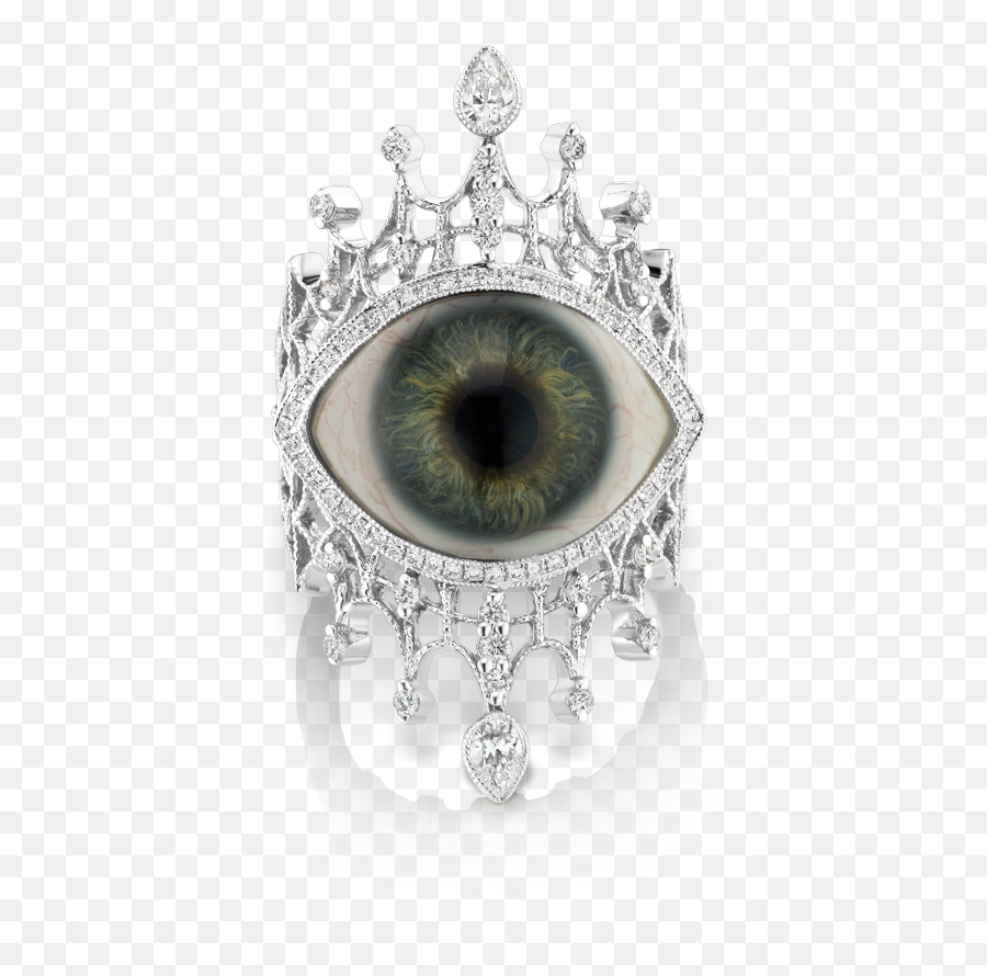 Diamond Crown Eye Finger Ring Maria Tash Emoji,Diamond Crown Png