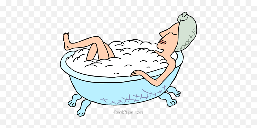 Woman In Bathtub Royalty Free Vector Clip Art Illustration - Bath Relax Clip Art Emoji,Bathtub Clipart