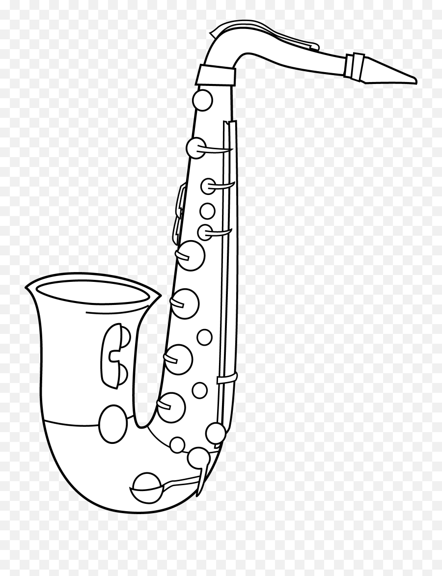 Black And White Saxophone Clip Art - Saxophone Clipart Black And White Emoji,Saxophone Clipart