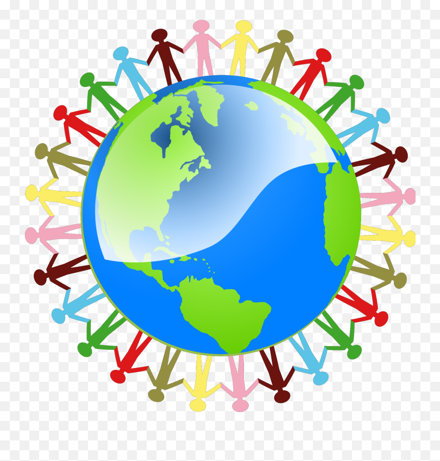 Human Holding Hands Around The World - Transparent Png People Holding Hands Around The World Emoji,World Clipart