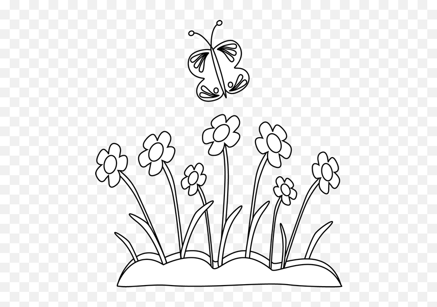 Spring Clipart Black And White - Clipart Black And White Over Emoji,Flower Clipart Black And White