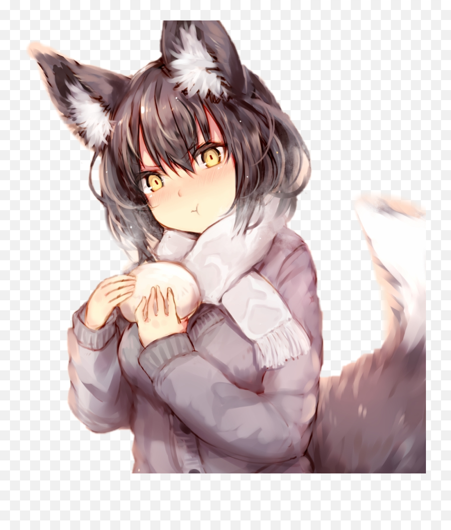 Cute Anime Wolf Girl Backgrounds - Cute Anime Wolf Girl Emoji,Cute Anime Girl Transparent