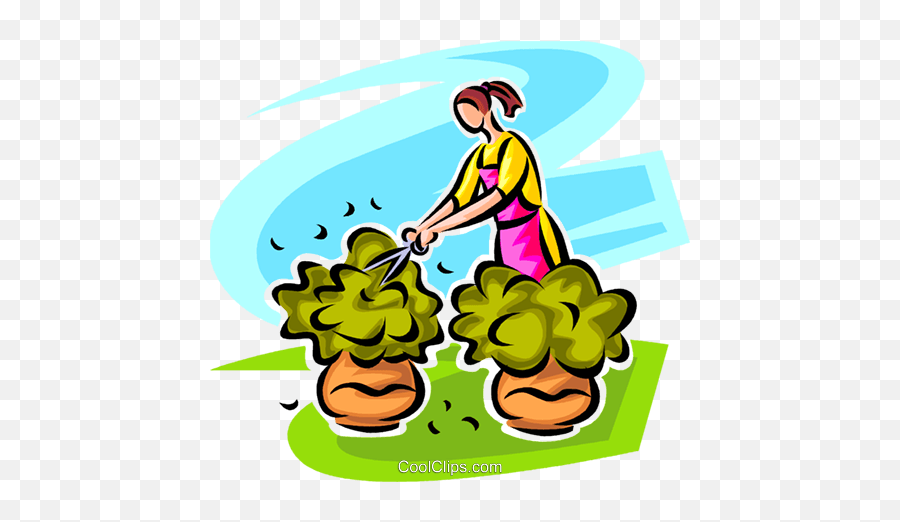 Woman Pruning Shrubs Royalty Free Vector Clip Art Emoji,Free Garden Clipart