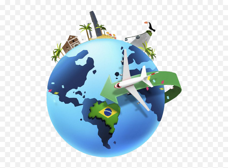 Travel Globe Png Hd - Globe With Airplane Logo Transparent Background Emoji,Globe Png