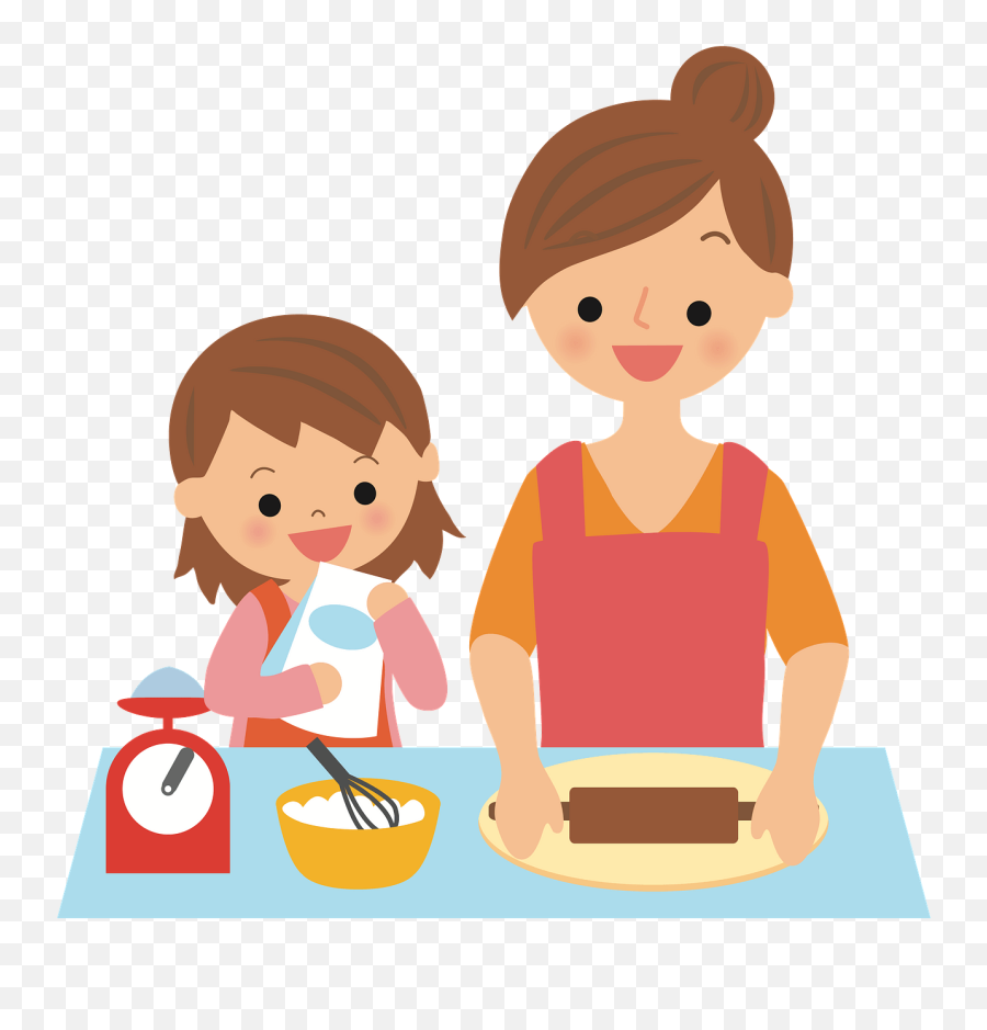 Mother And Daughter Baking Clipart - Baking With Mum Cartoon Emoji,Baking Clipart
