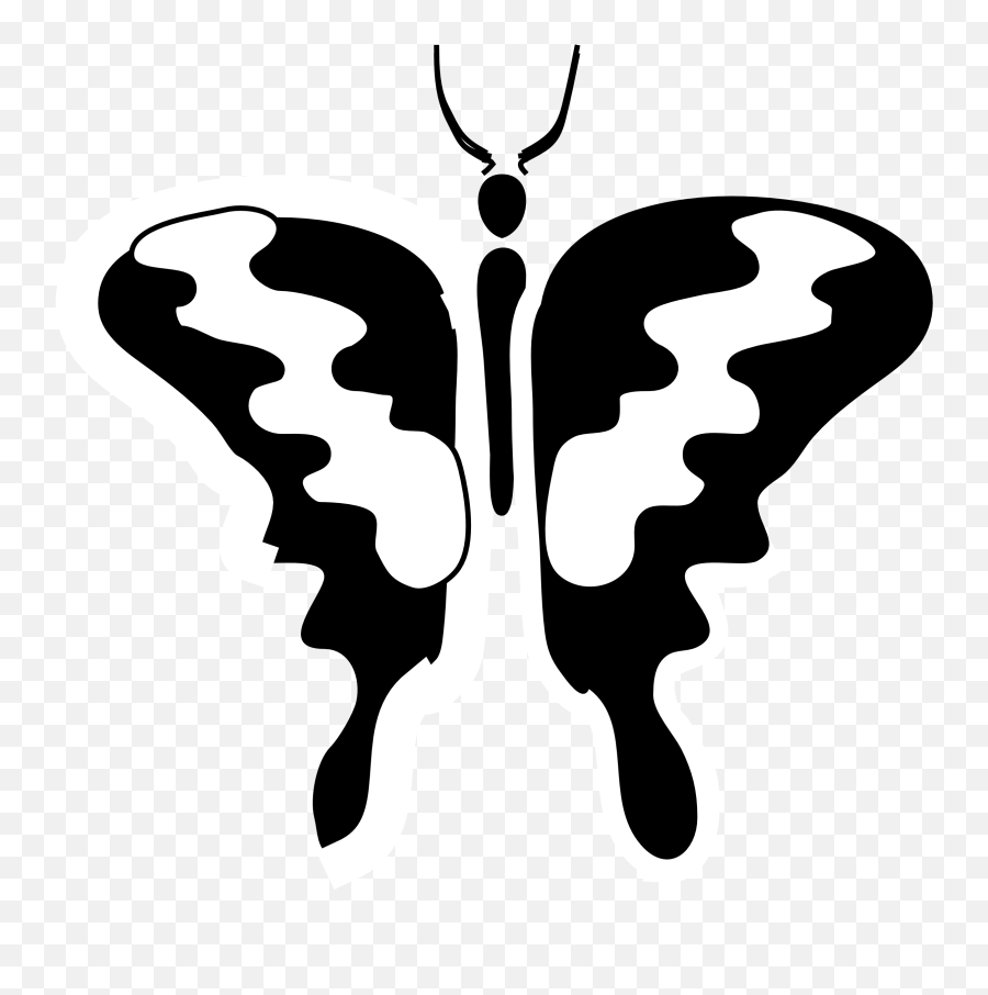 Butterfly Clip Art Black And White - Line Art Emoji,Butterfly Clipart Black And White