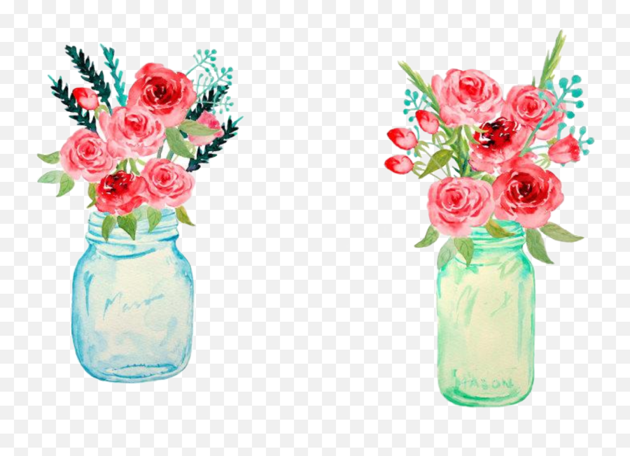 Watercolor Masonjar Flowers Sticker By Stephanie Emoji,Vase Of Flowers Clipart