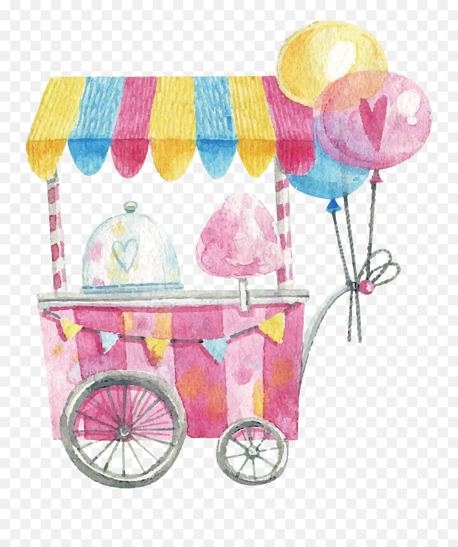 Download Cart Watercolor Candy Cotton - Watercolor Candy Png Emoji,Cotton Candy Clipart