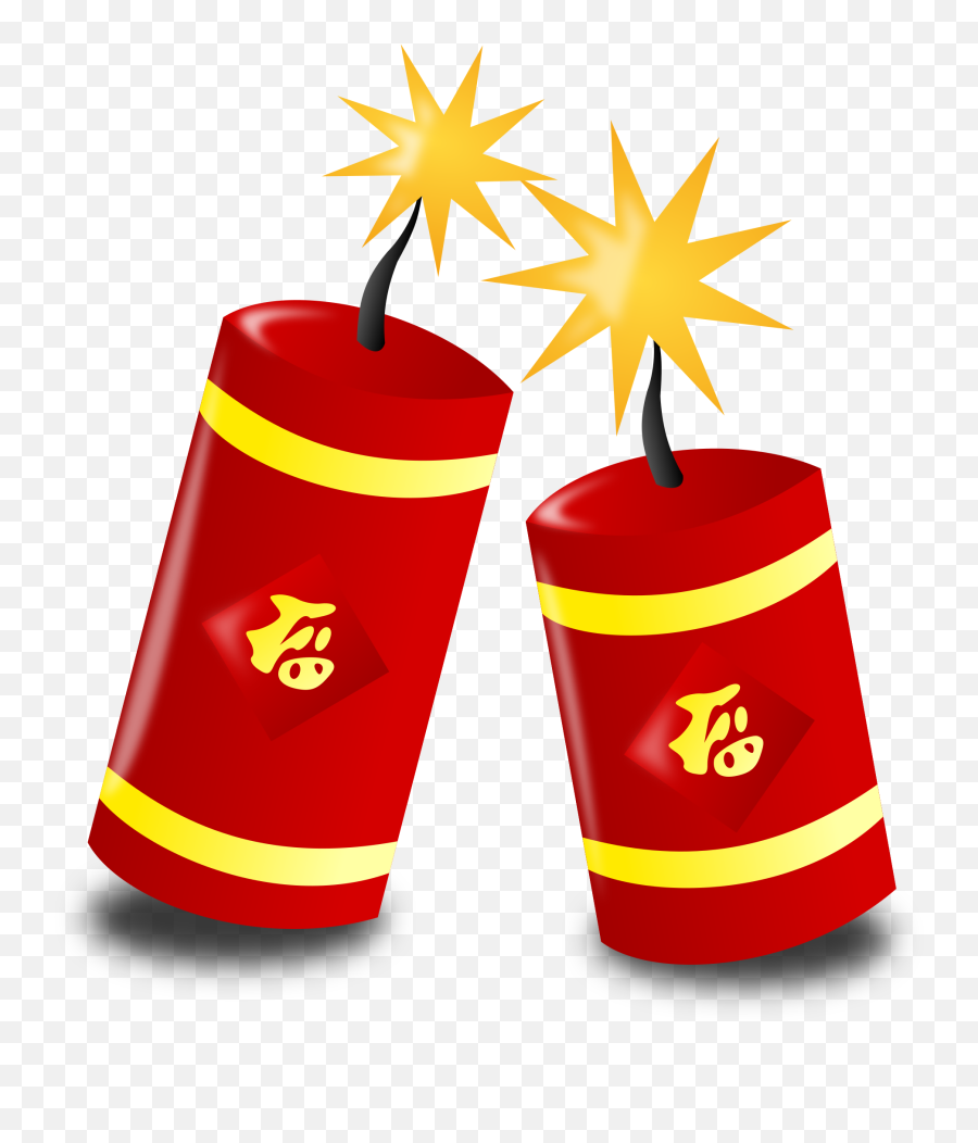 Chinese New Year Fireworks Clipart - Firecracker Chinese New Year Clipart Emoji,Firework Clipart