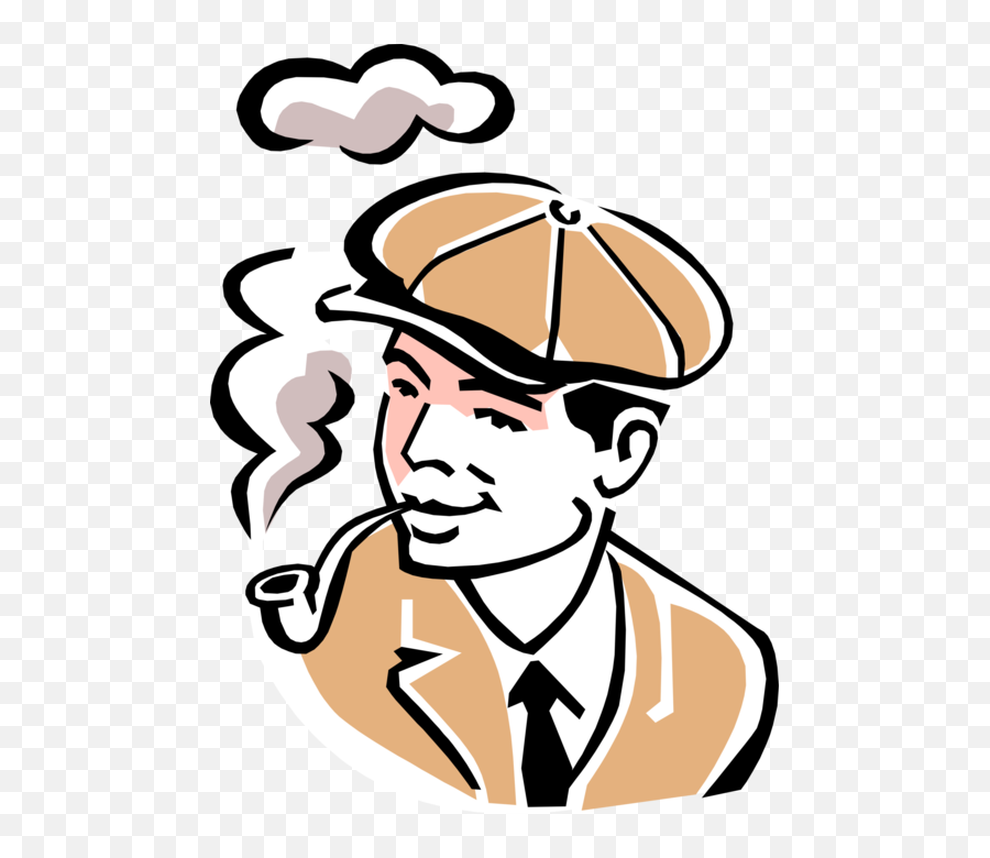 Smoking A Pipe Royalty Free Vector Clip Art Illustration - Smoking A Pipe Clipart Emoji,Smoke Clipart