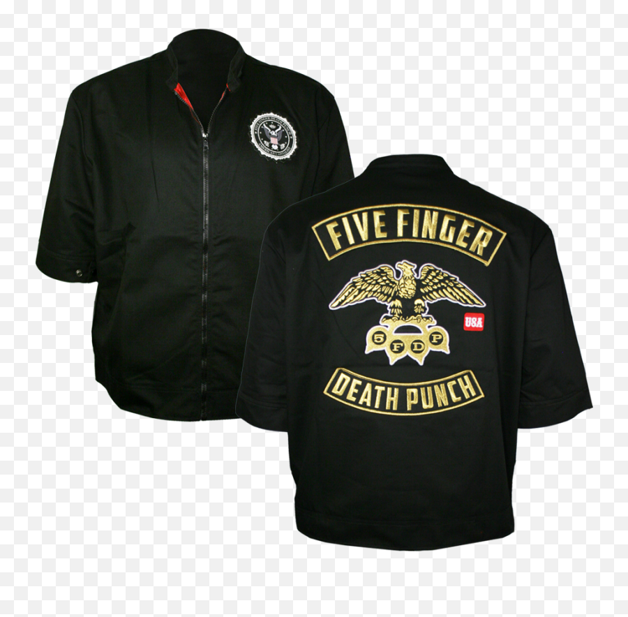 Gold Eagle Seal Short Sleeve Jacket - 5fdp Emoji,Five Finger Death Punch Logo