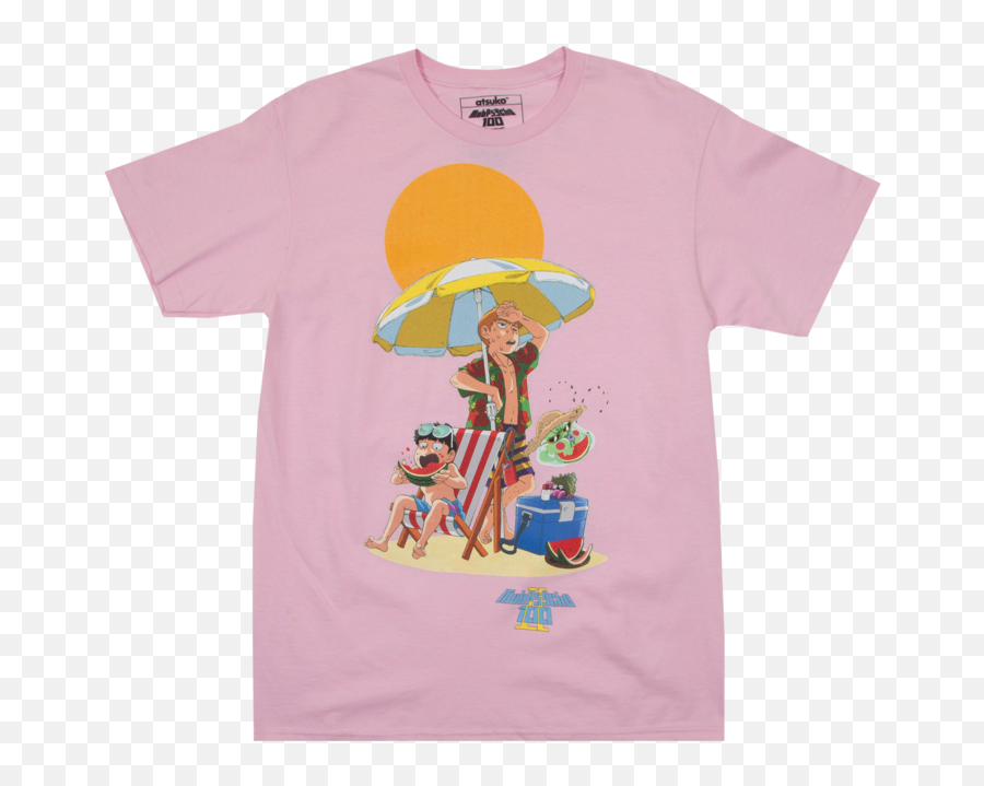 Mob Psycho 100 Ii Summertime Pink Tee - Short Sleeve Emoji,Mob Psycho 100 Logo