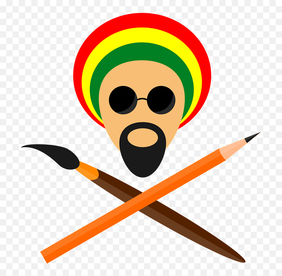 Artist With Paintbrushes Clipart Free Download Transparent - Reggae Png Clipart Emoji,Paintbrush Clipart