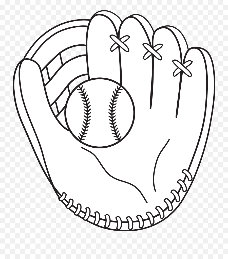 Baseball Clipart Black And White - Baseball Glove For Coloring Emoji,Baseball Clipart