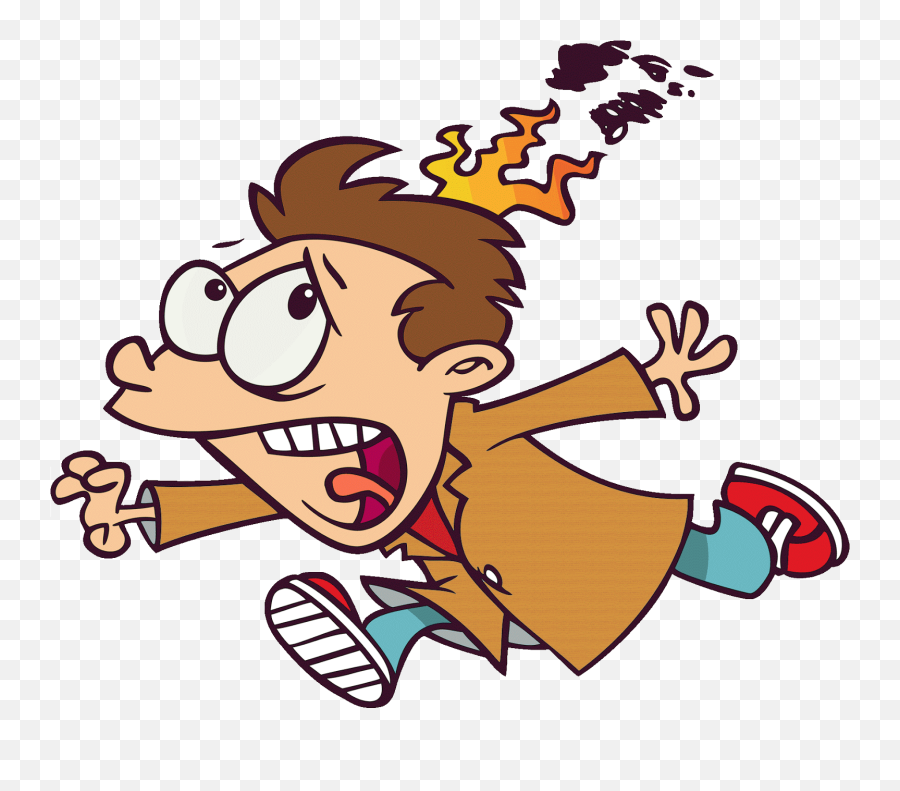 Cartoon Running With Hair On Fire - Hair On Fire Clipart Emoji,Fire Clipart