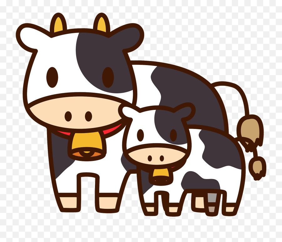 Mother And Baby Cows Clipart - Cow With Baby Clipart Emoji,Cow Clipart