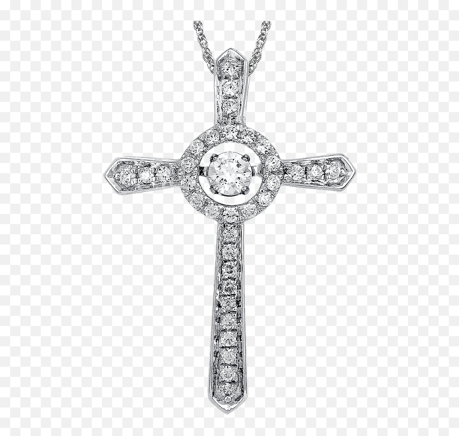 Sdc Creations Dancing Diamond Cross Pendant In 14k White - Unique Cross Diamond Pendant Emoji,Cross Transparent Background