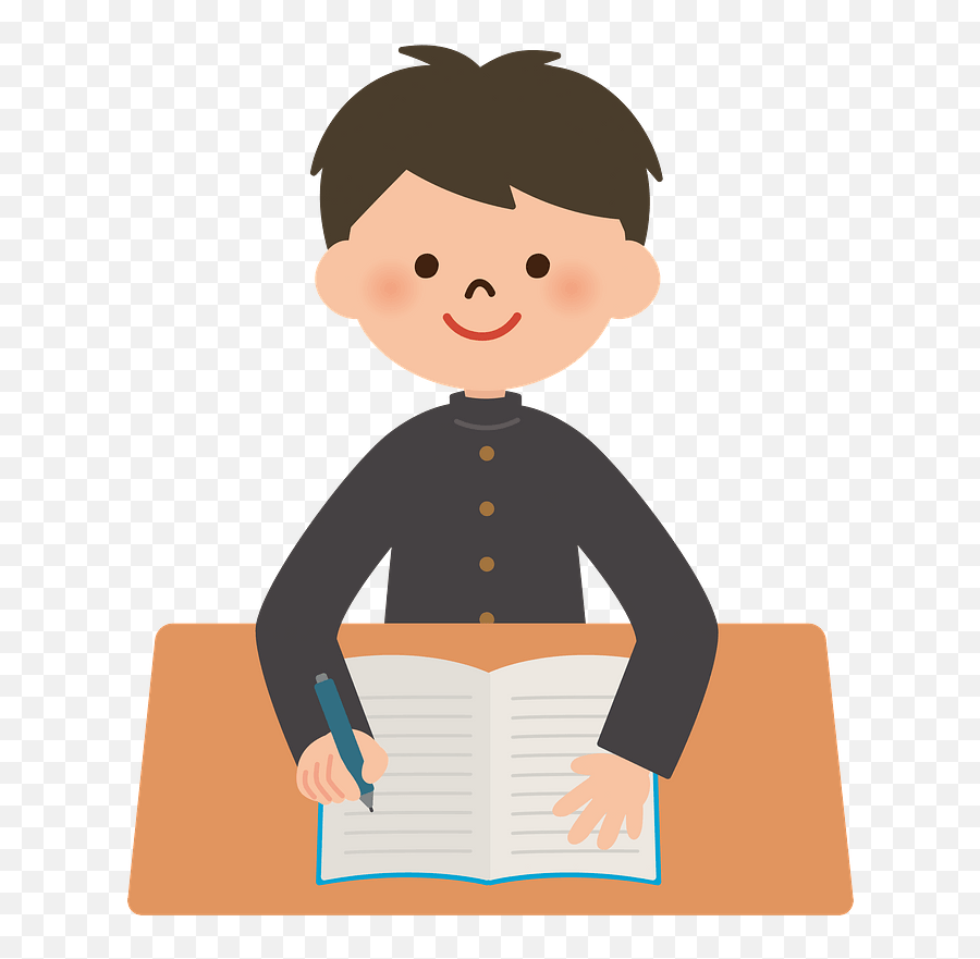 Male Student Is Writing In His Notebook - Student Clipart Emoji,Student Clipart