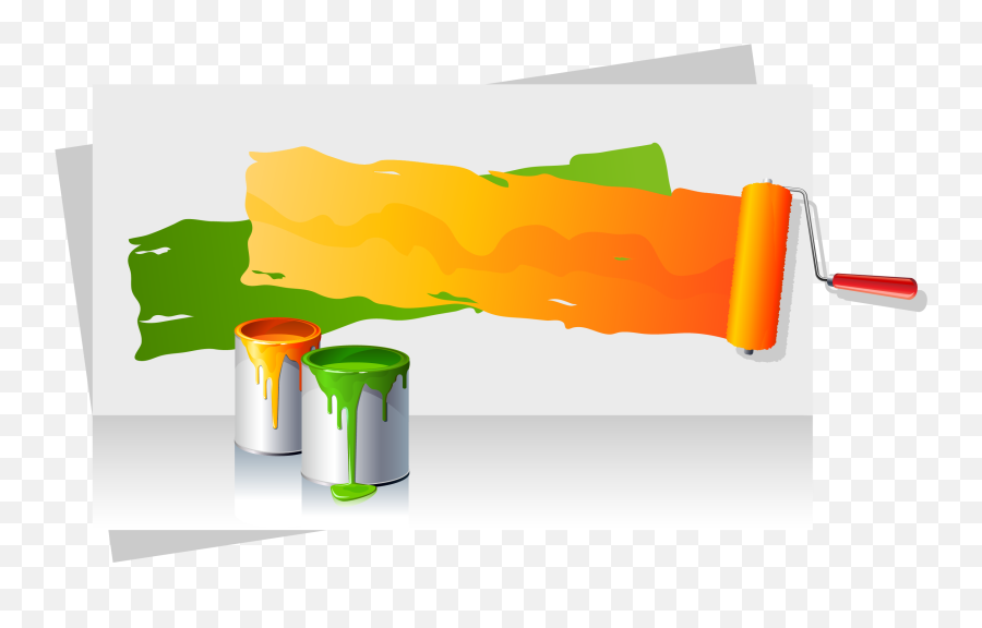 Color Bucket Paint Vector Painting Roller Clipart - Paint Emoji,Paint Roller Png