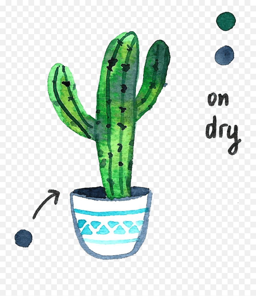 Potted Cactus With Watercolor Step - Bystep U2013 Art Philosophy Emoji,Watercolor Cactus Png