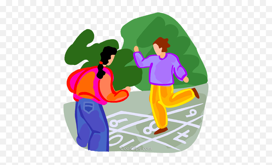 Kids Playing Hopscotch Royalty Free Vector Clip Art Emoji,Children Running Clipart