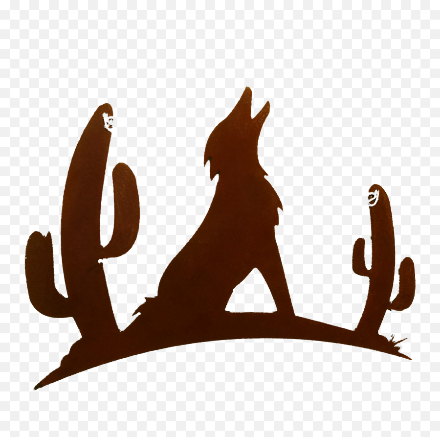 Howling Coyote With Cactus Larger Image - Automotive Decal Emoji,Coyote Clipart