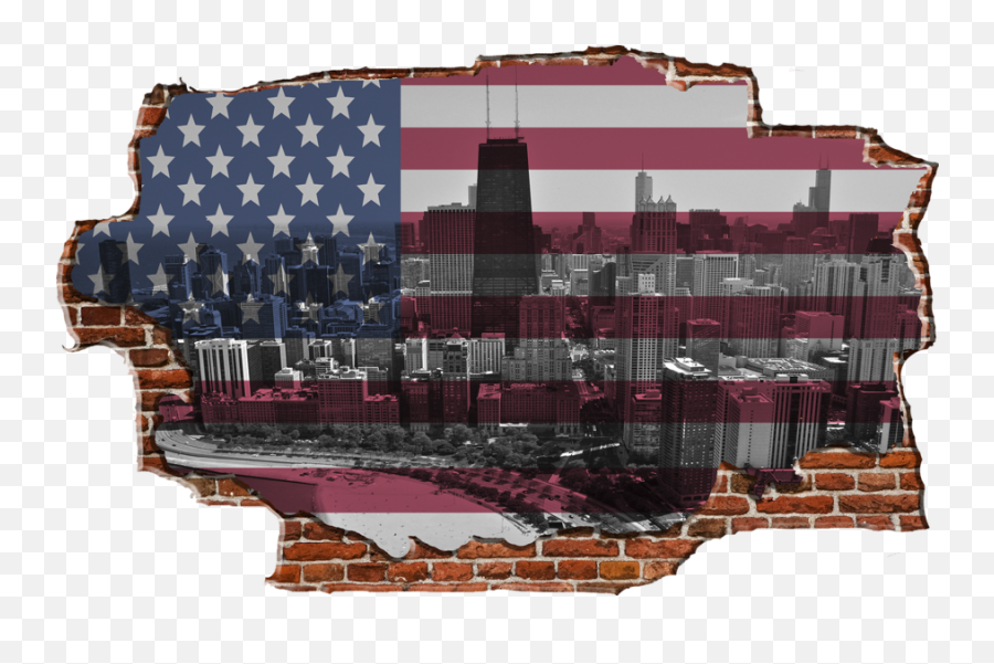 Zapwalls Decals Breaking American Overlay Chicago - American American Emoji,Chicago Flag Png