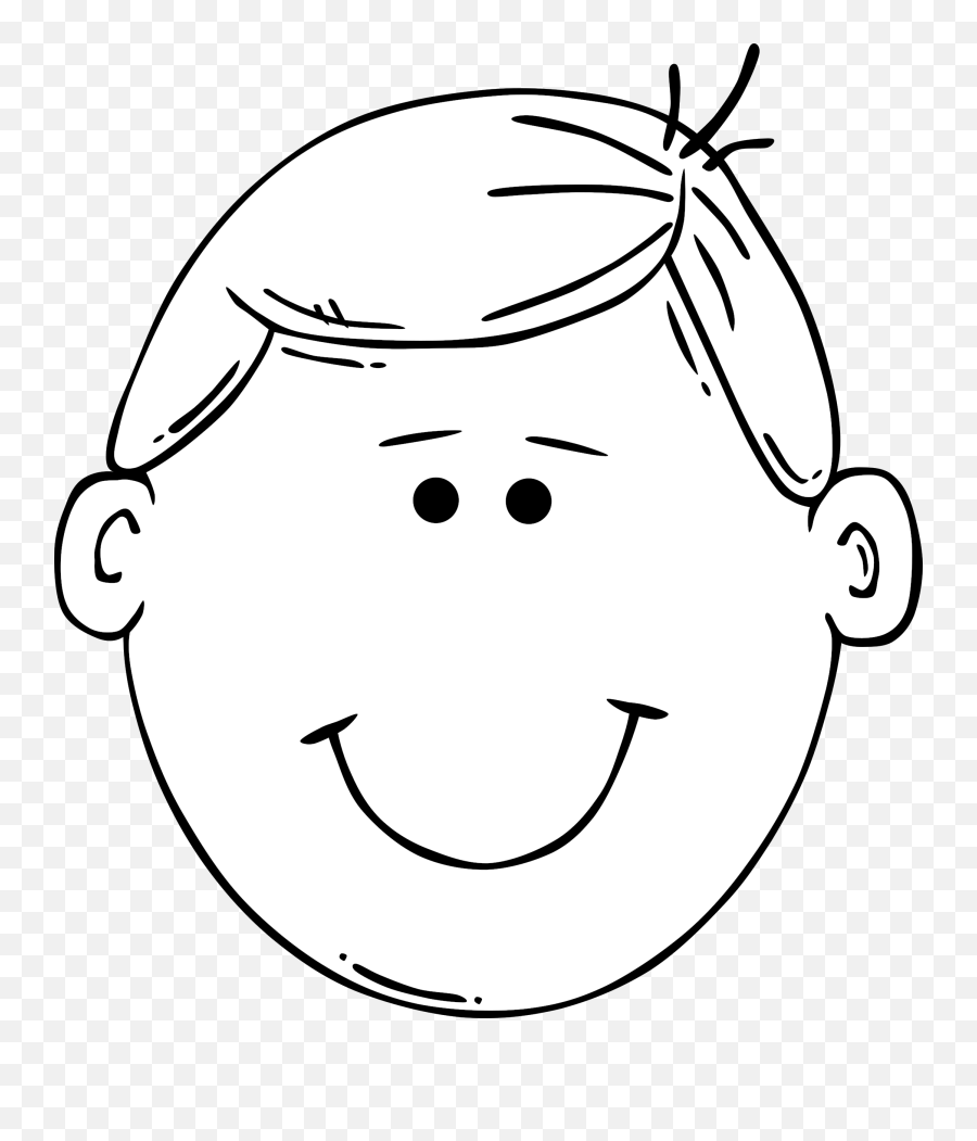 Clipart - Man Face Cartoon Coloring Pages Face Outline Boy Smile Clipart Black And White Emoji,Face Clipart
