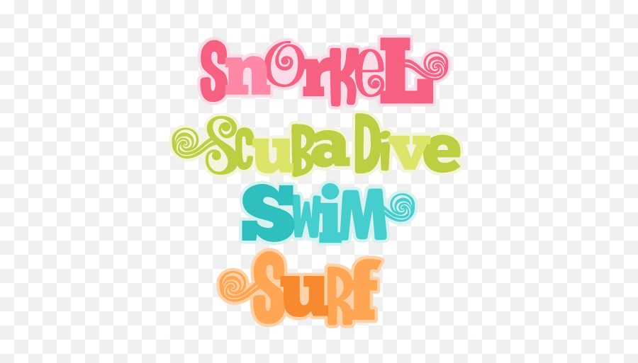 Ocean Sports Words Set Svg Scrapbook Cut File Cute Clipart Emoji,Dive Clipart