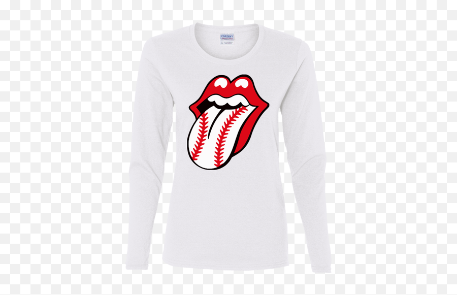 Baseball Lips Ladiesu0027 Long Sleeve T - Shirt Baseball Shirts Emoji,Lips Silhouette Png