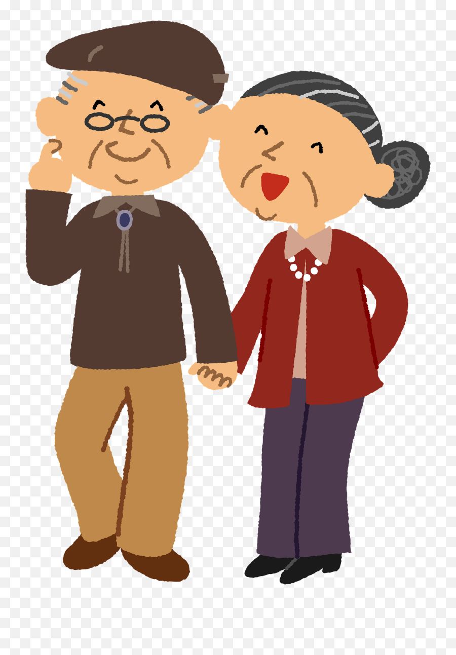 Old Couple - Grandfather And Grandmother Clipart Free Png Transparent Old Couple Holding Hands Png Emoji,Grandparents Clipart