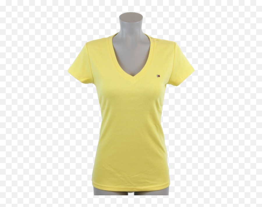 Tommy Hilfiger T - Shirts Tommy Hilfiger Womens Vneck Solid Color Logo Tshirt Yellow Yellow Tommy Hilfiger Shirt Womens Emoji,Tommy Hilfiger Logo Shirts