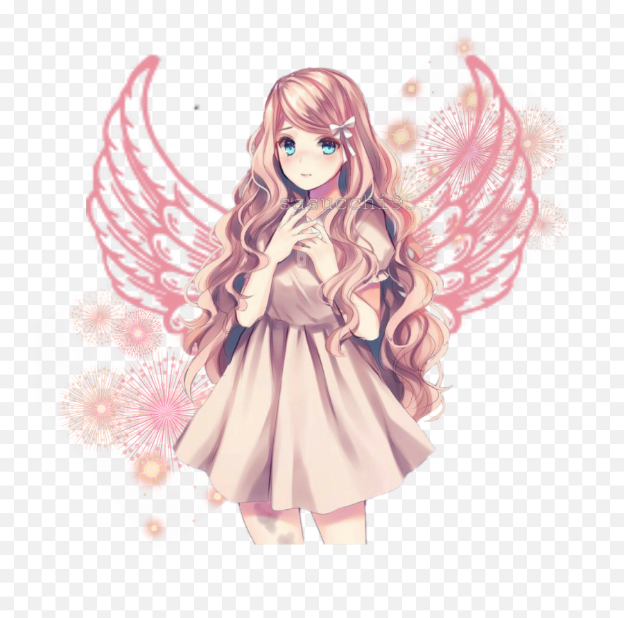 Pastel Anime Girl Transparent Png - Angel Girl In Cloud Emoji,Cute Anime Girl Transparent