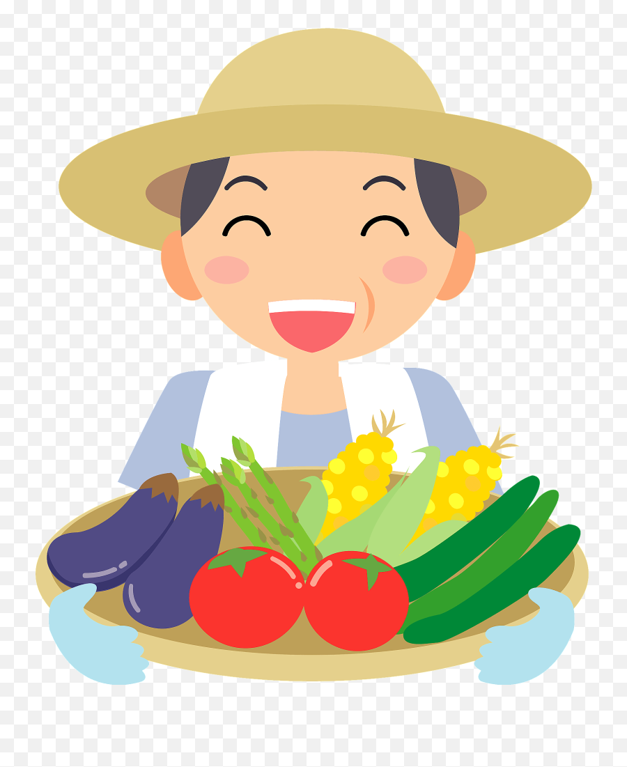 Farmer Man Carrying A Tray Of Vegetables Clipart Free - Happy Emoji,Vegetables Clipart